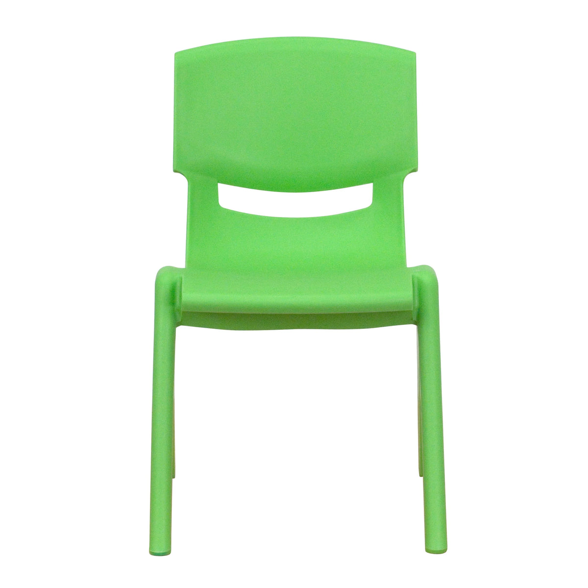 Emma + Oliver 4 Pack Green Plastic Stack School Chair with 12" Seat Height - Kids Chair