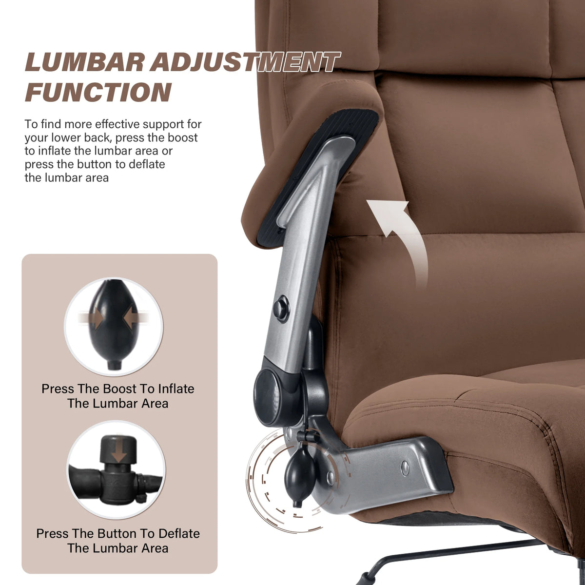 Big and Tall 700lbs Office Chair, Ultra-Soft Fabric Executive Desk Chair, Ergonomic Computer Chair with 3D Flip Up Arms, Adjustable Lumbar Support, Heavy Duty Metal Base and Quiet Rubber Wheel, Black