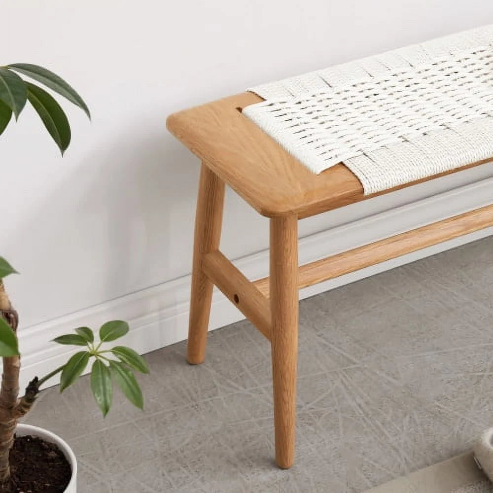 Dining Benches, Natural Oak Wood Bench, Entryway Bench Bed Bench for Kitchen, Dining Room, Living Room, Walnut