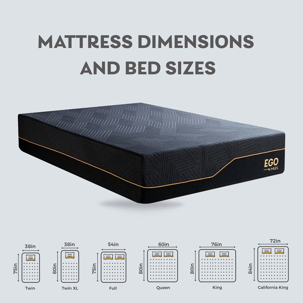 MLILY Ego Black 14 inch Queen Mattress, Cooling Gel Memory Foam Mattress in a box, Queen, Medium