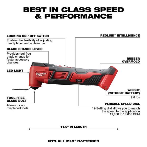 M18 18V Lithium-Ion Cordless Combo Tool Kit (7-Tool) with (4) 3.0 Ah Batteries, Charger and Tool Bag