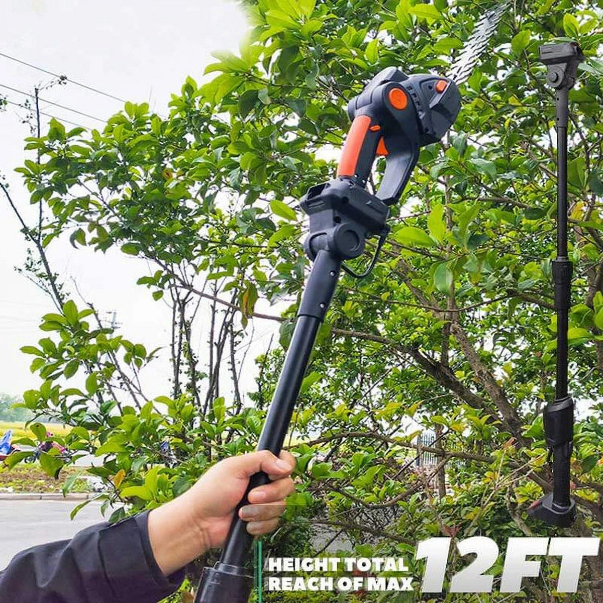 4 in 1 Hedge Trimmer with Extension Pole for Shrub, Garden, Grass and Lawn(21V Battery and Charger Include)