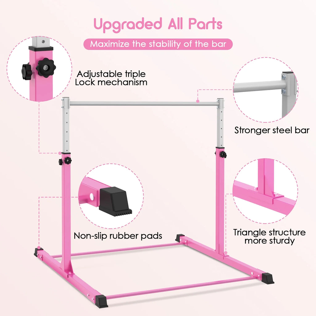 Safly Fun Anti Slip Adjustable Steel Gymnastics Bar, 50 in Width