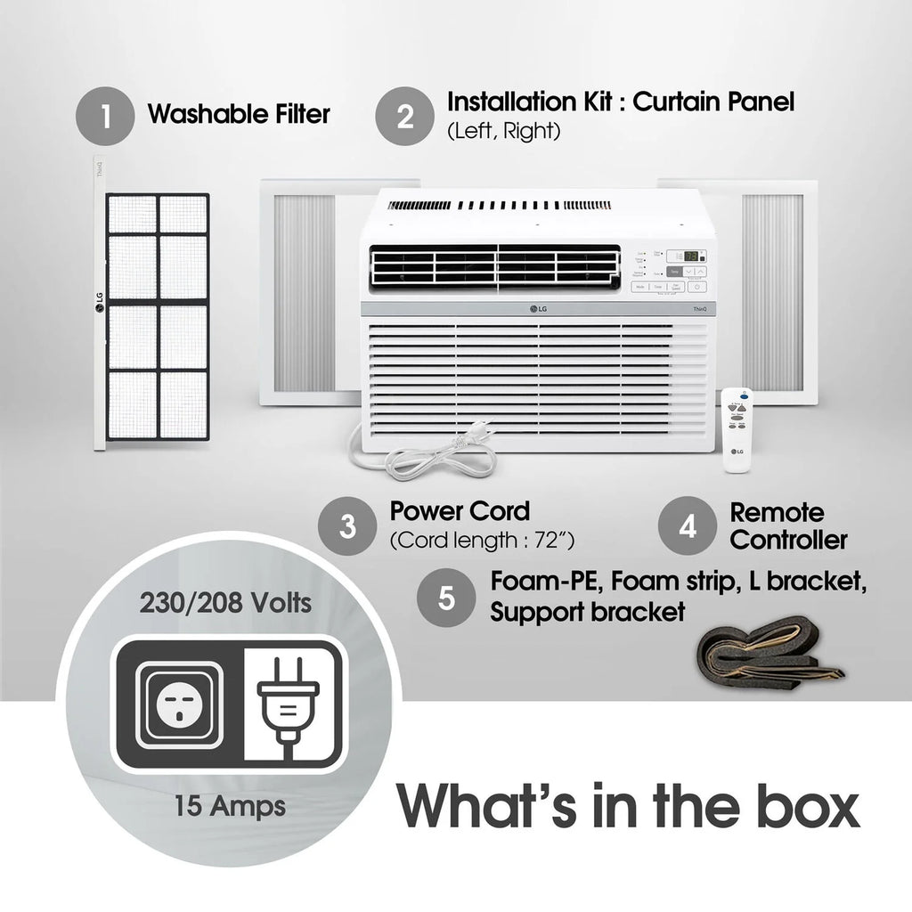 LG 18,000 BTU 1,000 Sq ft 230V Window Air Conditioner, LW1824RD