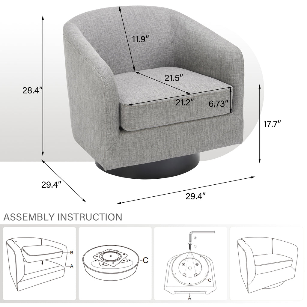 DREAMSIDEA Swivel Barrel Accent Chair for Living Room, Modern Upholstered Round Club Armchair-Cream