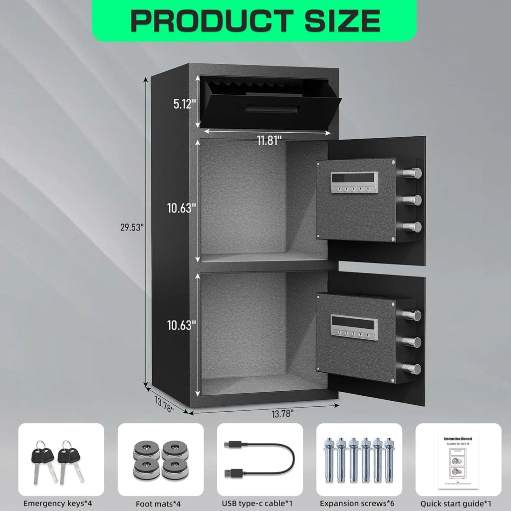 karbeen 7.0 Cu ft Large Safe Box Fireproof Waterproof, Digital KeypadHome Safe with Deposit Slot & Dual Alarm System, Money Safe With Mute Function and LED Light, Security Box for Money Valuables