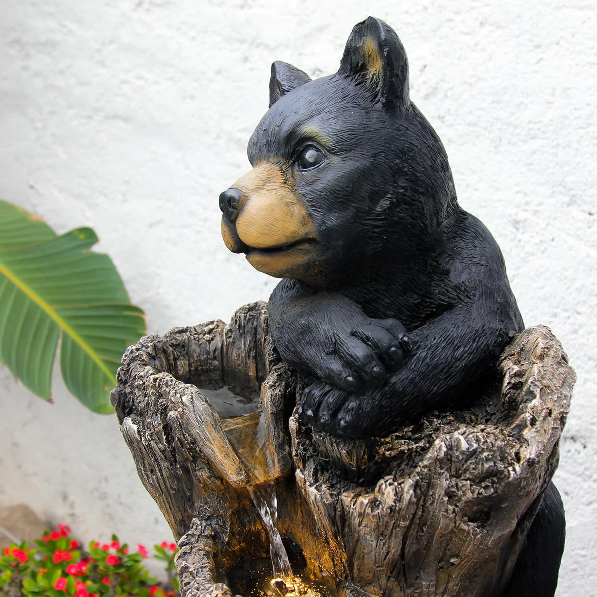 40.16" H 5 Tier Outdoor Fountain Black Bears Climbing Tree Garden Water Fountain Outdoor Water Feature Resin for Farmhouse Patio Yard Deck Home Lawn Porch House Relaxation Exterior Balcony