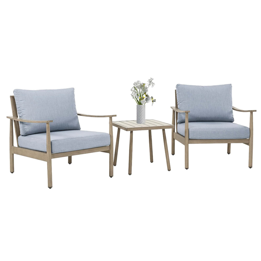 HAPPATIO Aluminum Outdoor Furniture Set - 5 Pieces Patio Furniture Set Includes 1 Side Table, 2 Swivel Chairs and 2 Ottomans with Thick Cushion, Patio Conversation Set for Backyard Poolside (Grey)