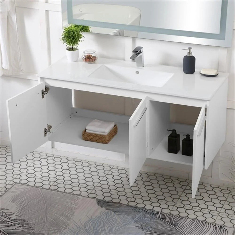 Elegant Kitchen and Bath 48 Inch  Single Bathroom Floating Vanity In Concrete Grey