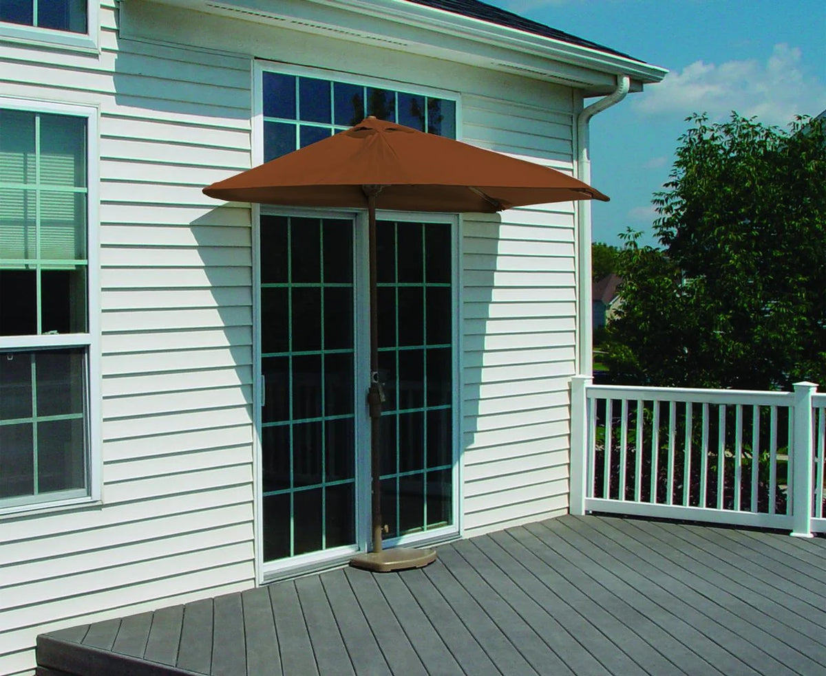 OFF-THE-WALL BRELLA Sunbrella Half Umbrella, 9'-Width, Teak Canopy