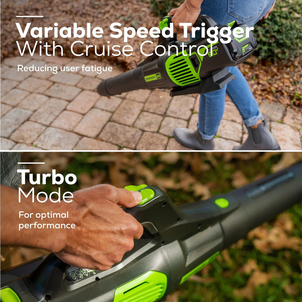 Greenworks 60V 610 CFM Cordless Brushless Leaf Blower with 2.5Ah Battery & Rapid Charger