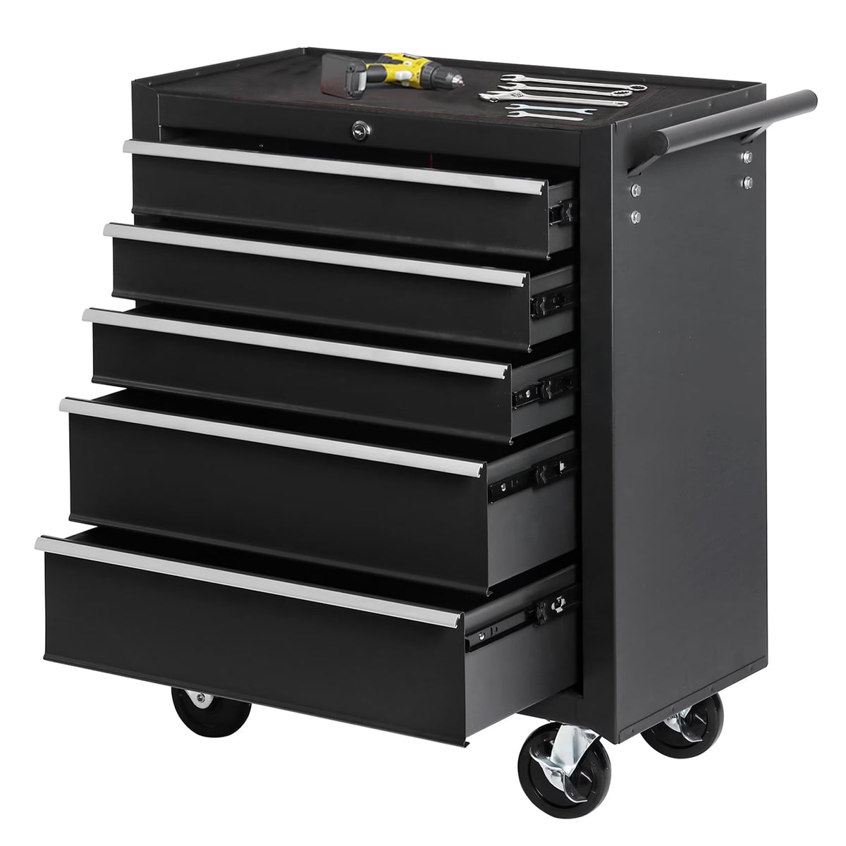 Seizeen Rolling Tool Chest on Wheels, Metal Tool Cart Toolbox Storage Cabinet Organizer W/ 7 Drawers, Red
