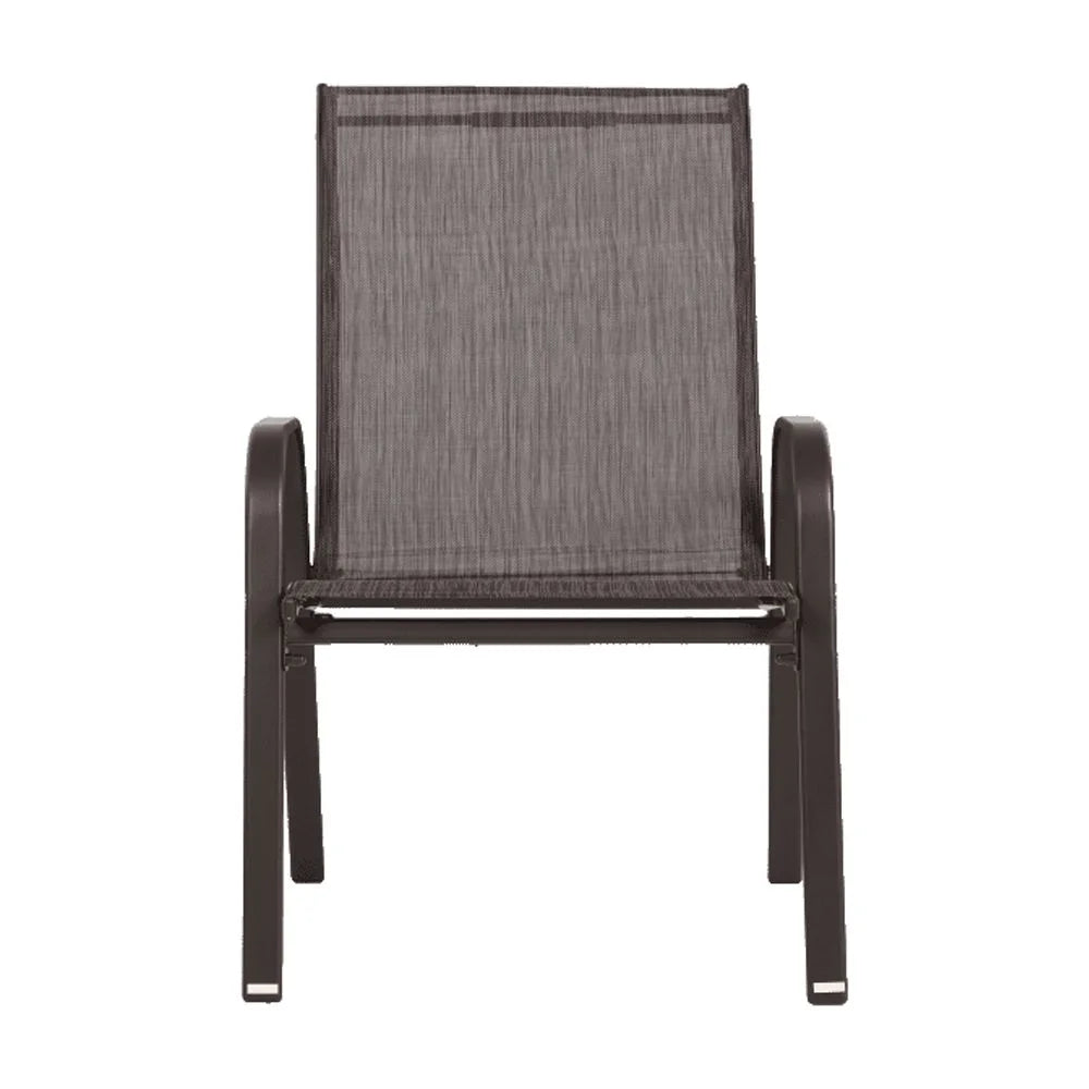 4 Piece Patio Chairs, Outdoor Camping Chairs with Breathable Textilene Fabric, Set of 2 Garden Chairs with Armrest High Backrest for Garden Patio Pool Beach Yard Space Saving ( Brown)