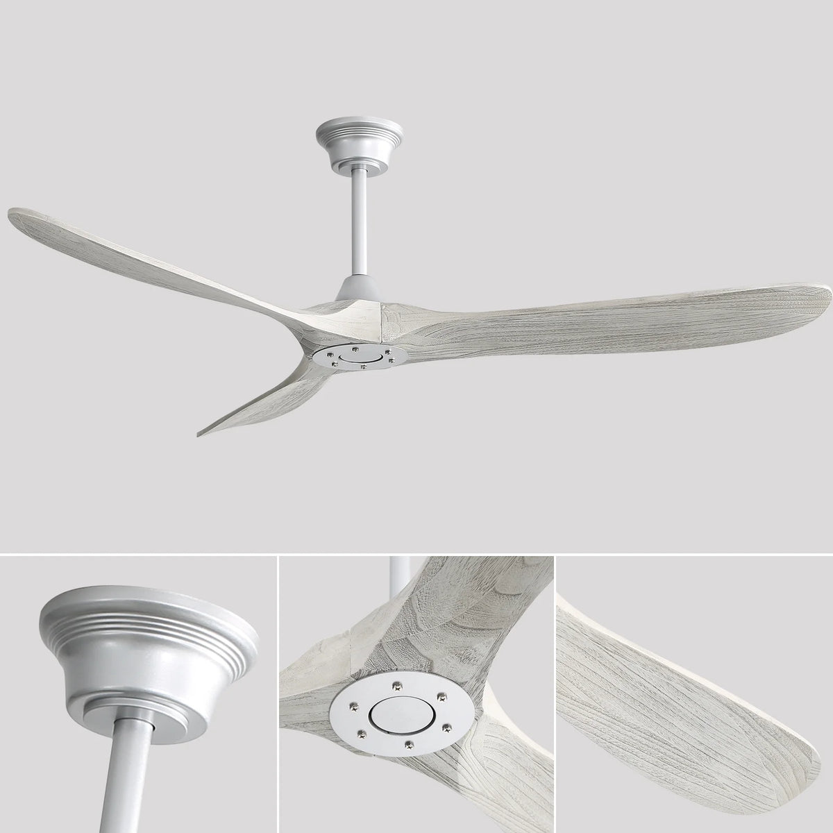 Sofucor 60" Modern Ceiling Fans No Light With Remote Control For Living Room Porch