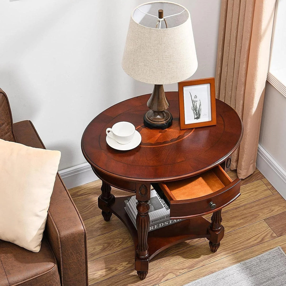 Solid Wood Coffee Table Console Table with Storage Drawer Square Side Table End Tables