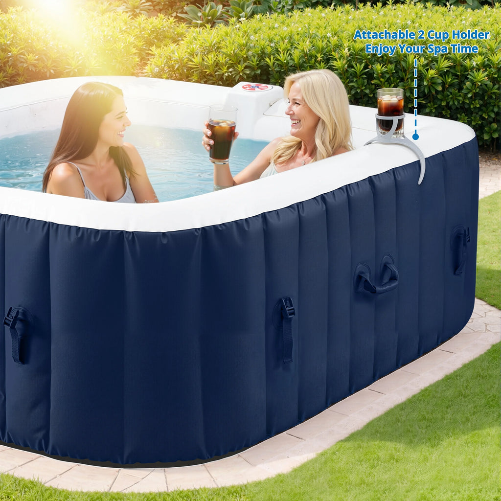 73 inch 4-6 Person Inflatable Hot Tub Spa with Control Panel, Outdoor Portable Hottub with 130 Jets, Insulated Tub Cover and Floor Protector, Temperature up to 104��F, Gray