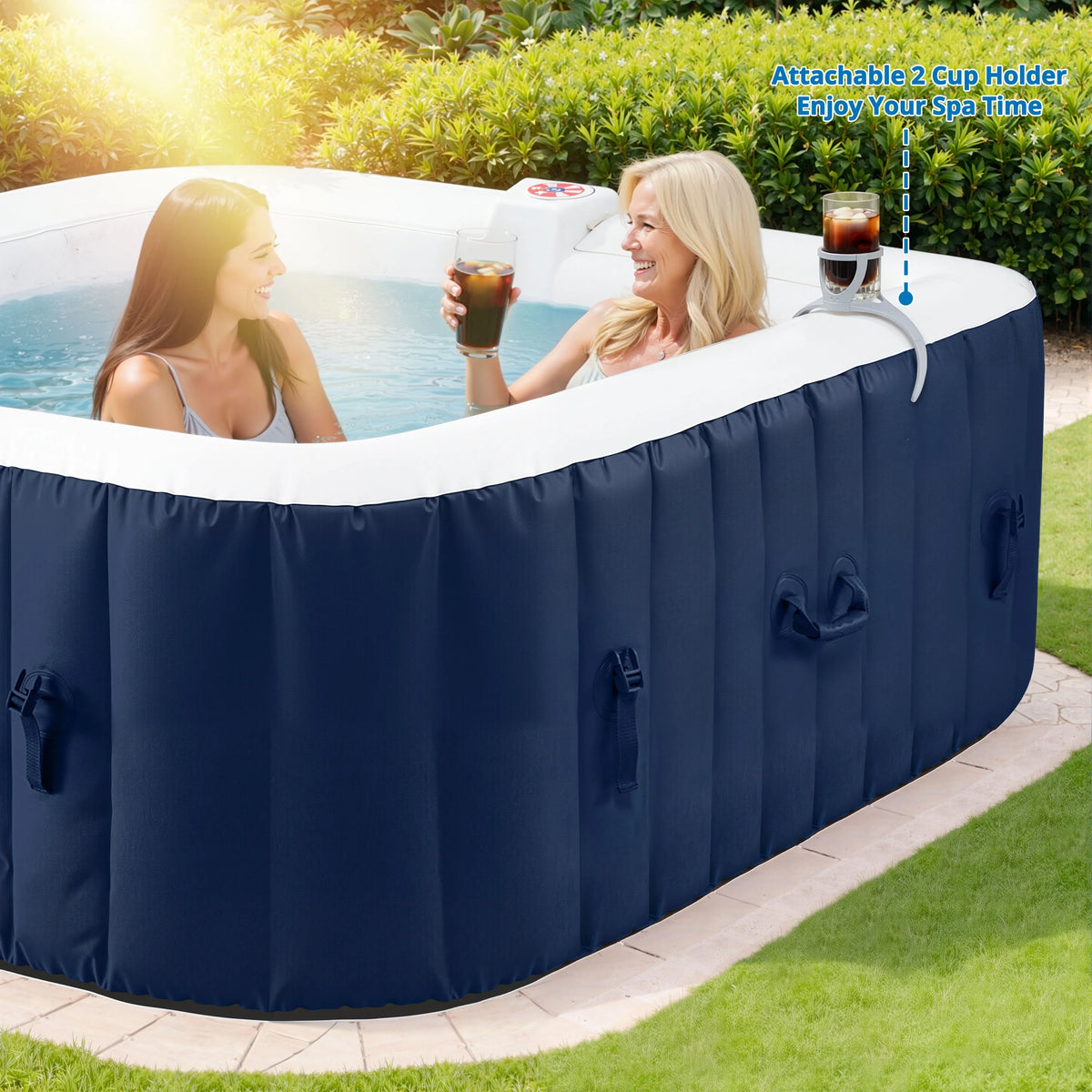 73 inch 4-6 Person Inflatable Hot Tub Spa with Control Panel, Outdoor Portable Hottub with 130 Jets, Insulated Tub Cover and Floor Protector, Temperature up to 104��F, Gray