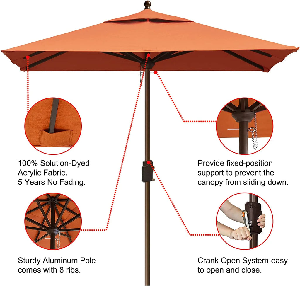 EliteShade Sunumbrella 6x6Ft Square Market Umbrella with Ventilation