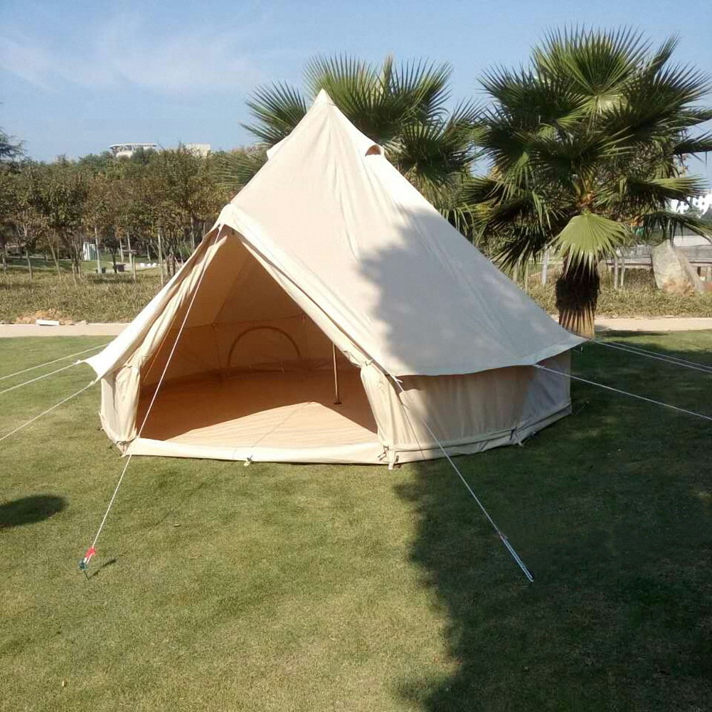 Outdoor Waterproof Family Camping Cotton Canvas Bell Tent Luxury Glamping Yurt Diameter 4M (13.1FT)