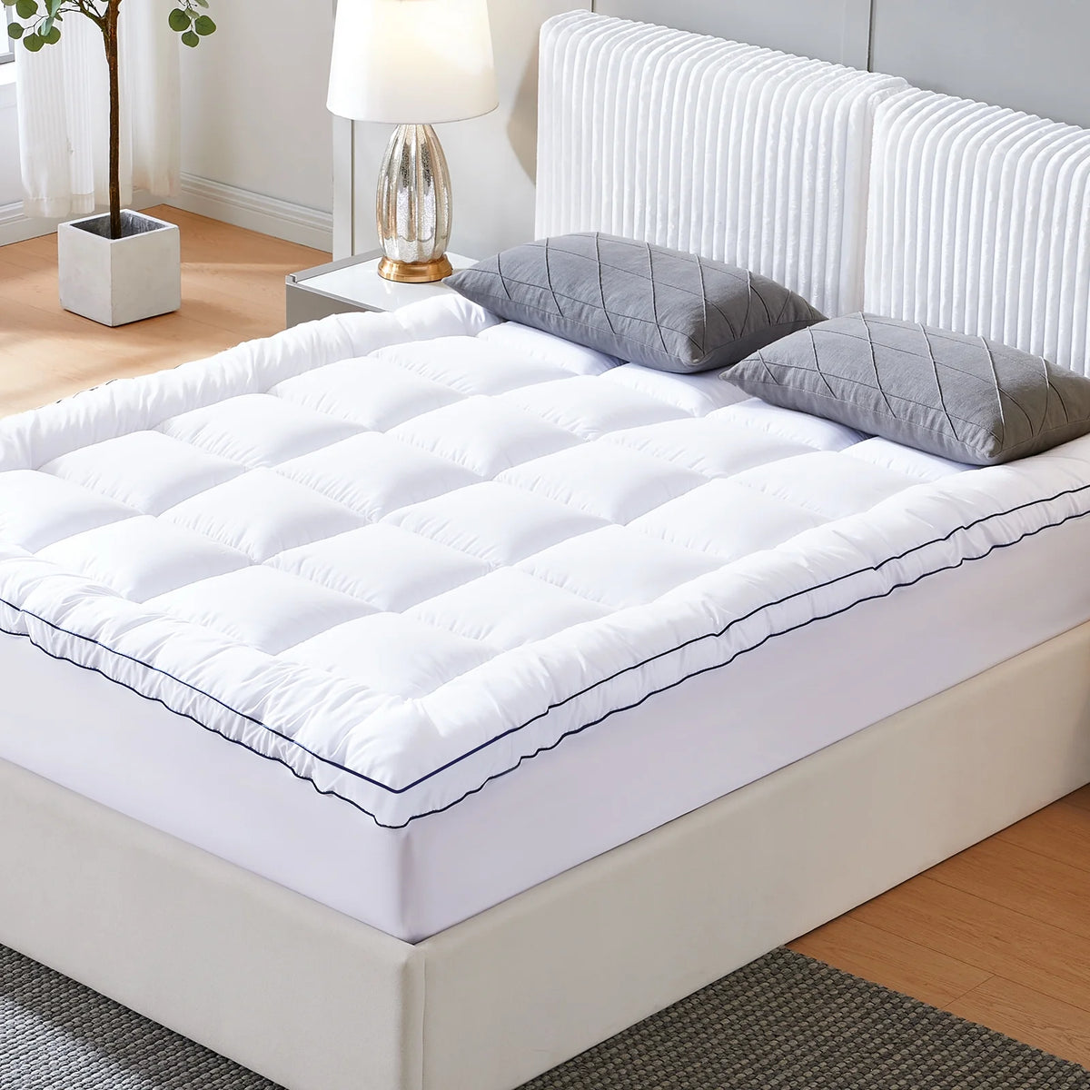 Cocosity Dual Layer 4 inch Full Size Memory Foam Mattress Topper, 2" Fluffy Pillow Top Mattress Topper & 2" Cooling Gel Memory Foam
