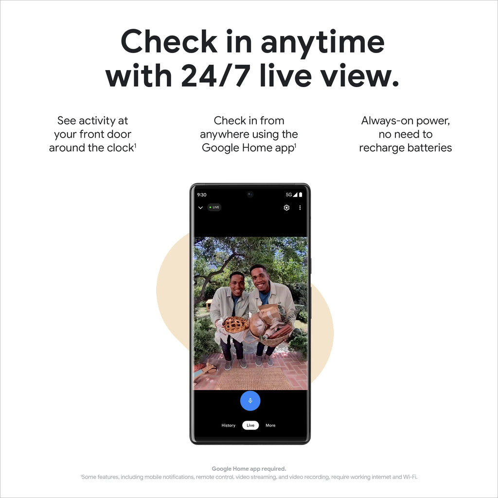 Google Nest Doorbell (Wired, 2nd gen) - Video Doorbell Camera - Doorbell Security Camera - Snow