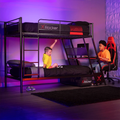 X Rocker Armada Twin Gaming Bunk Bed with Built-in Gaming Desk, Black, Twin/Twin, Children, Teen
