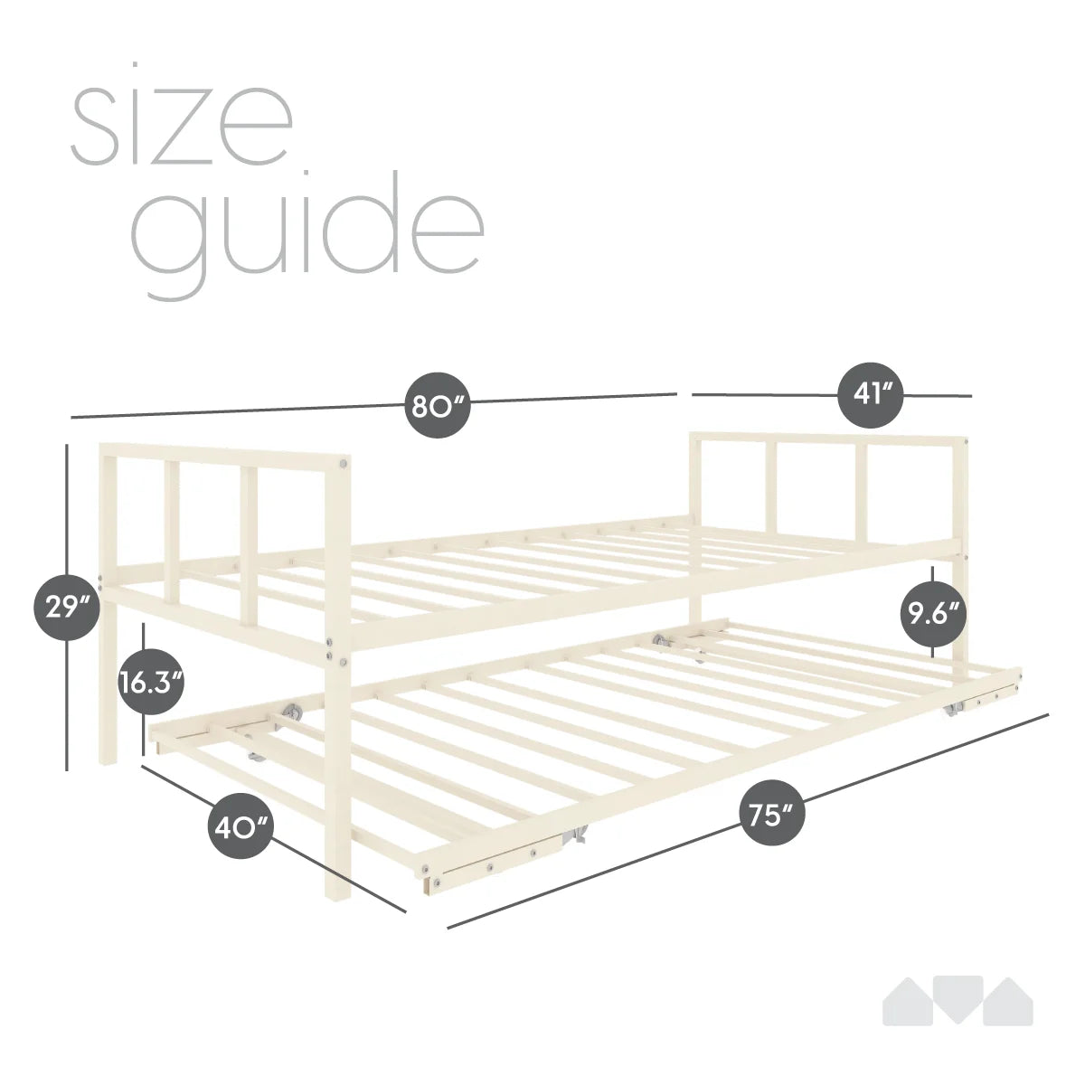 Milliard Twin Daybed and Fold-up Trundle Set, Frame - Mattresses Sold Separately (Black)