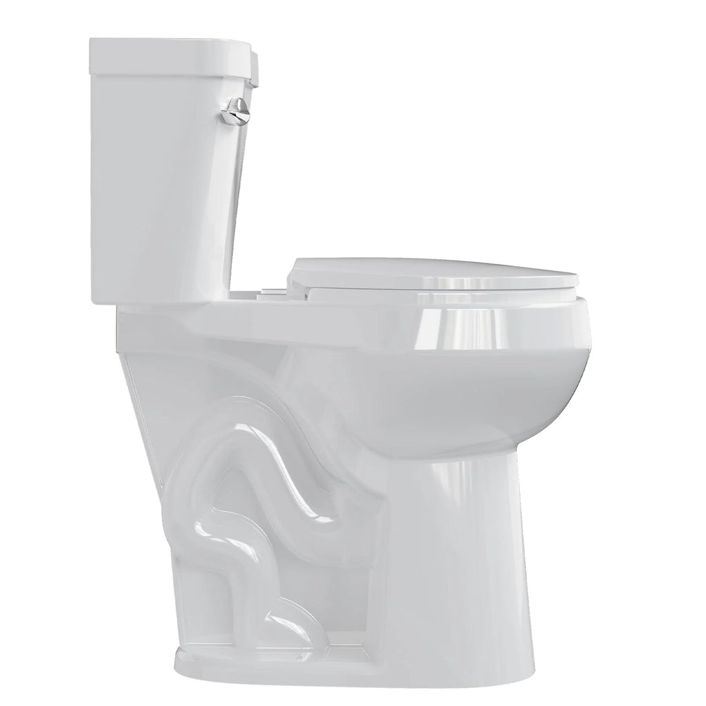 TROPOW Toilet, Two-Piece Toilet, ADA Toilet with Dual Flush, Elongated Toilets for Bathrooms with Soft Close Seat, Universal Height,White