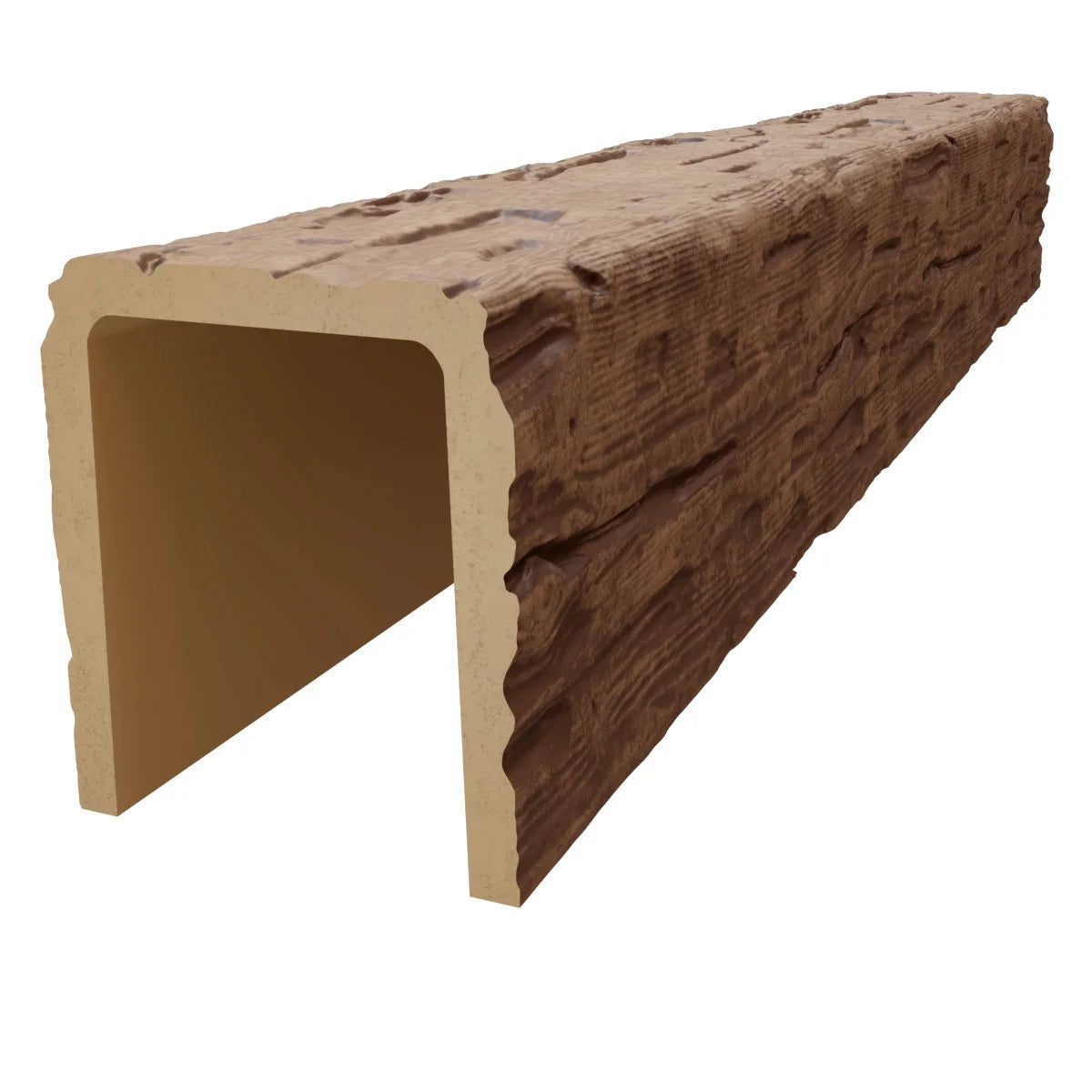 Ekena Millwork 3 1/2"W x 3 1/2"H x 120"L 3-Sided (U-Beam) Salvaged Timber HeritageTimber Faux Wood Ceiling Beam, Kona Brown