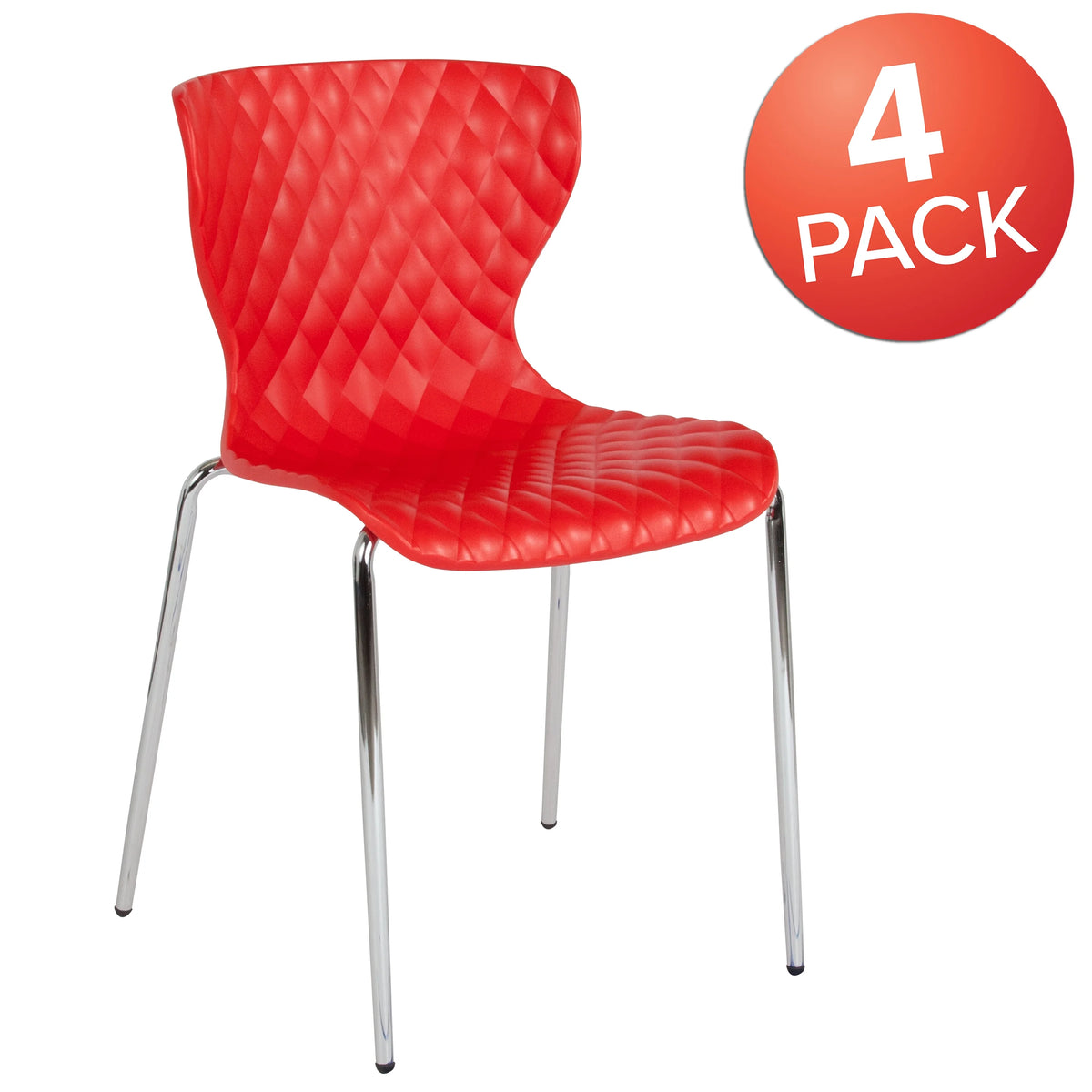 Flash Furniture 4 Pack Lowell Contemporary Design Orange Plastic Stack Chair