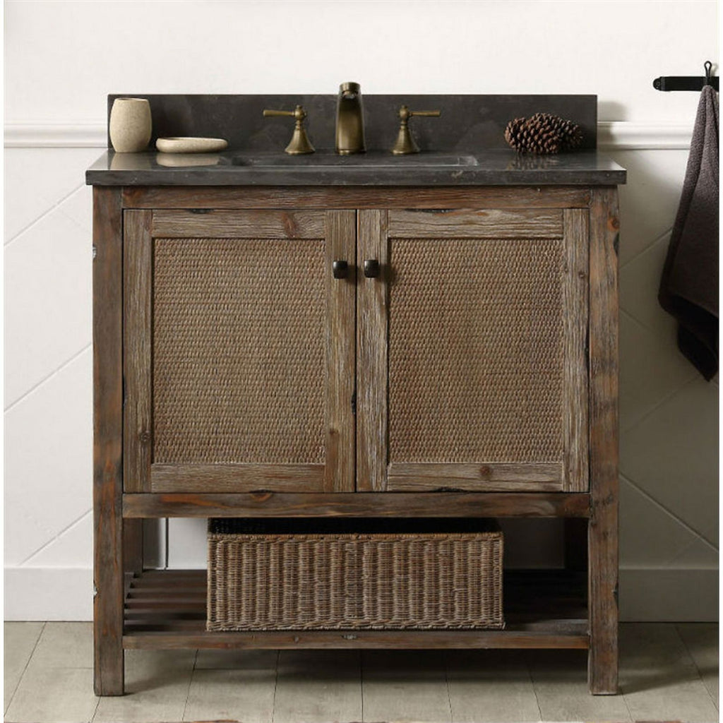 Legion Furniture 36" Fir Wood Sink Vanity with Moon Stone Top in Brown