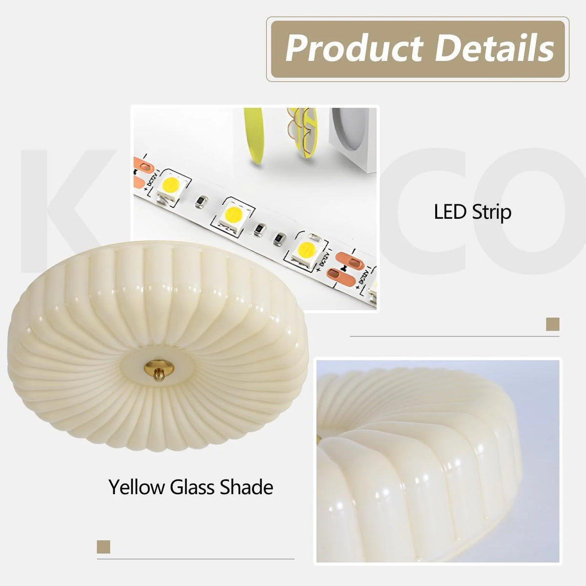 KCO Lighting Mid Century Modern LED Ceiling Lights Mint Green Glass Ceiling Lamp Large Hallway Ceiling Light