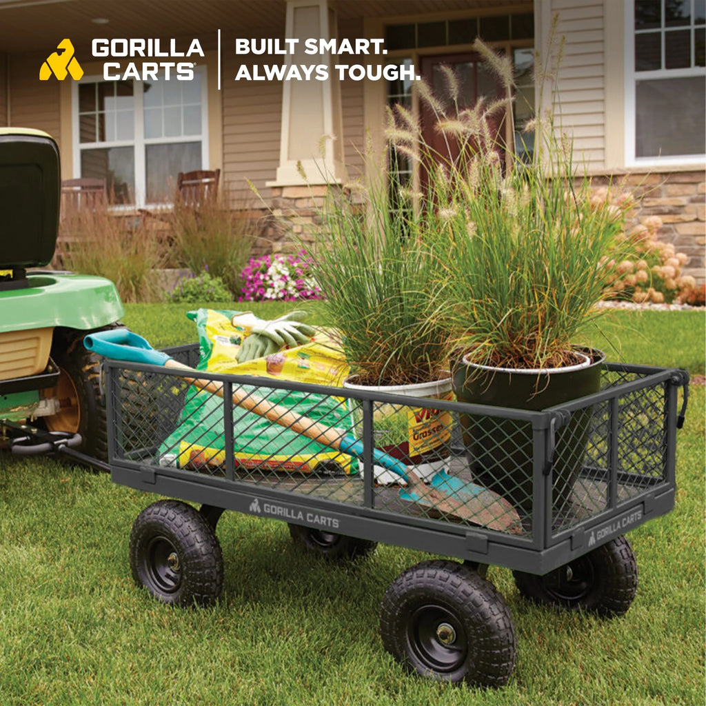 Gorilla Carts Steel Utility Cart with Removable Side Panels, 800 lb Capacity, Black