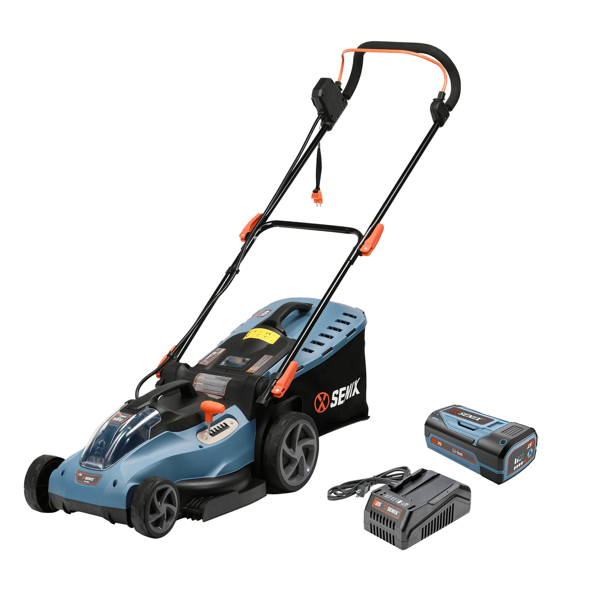 SENIX 58V Max* 15-inch Cordless Brushless Lawn Mower, 2.5 Ah Lithium-Ion Battery and Charger Included, LPPX5-L