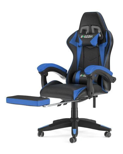 Bigzzia Gaming Chair Office Chair, Ergonomic Game Chair with Headrest & Lumbar Pillow, Black