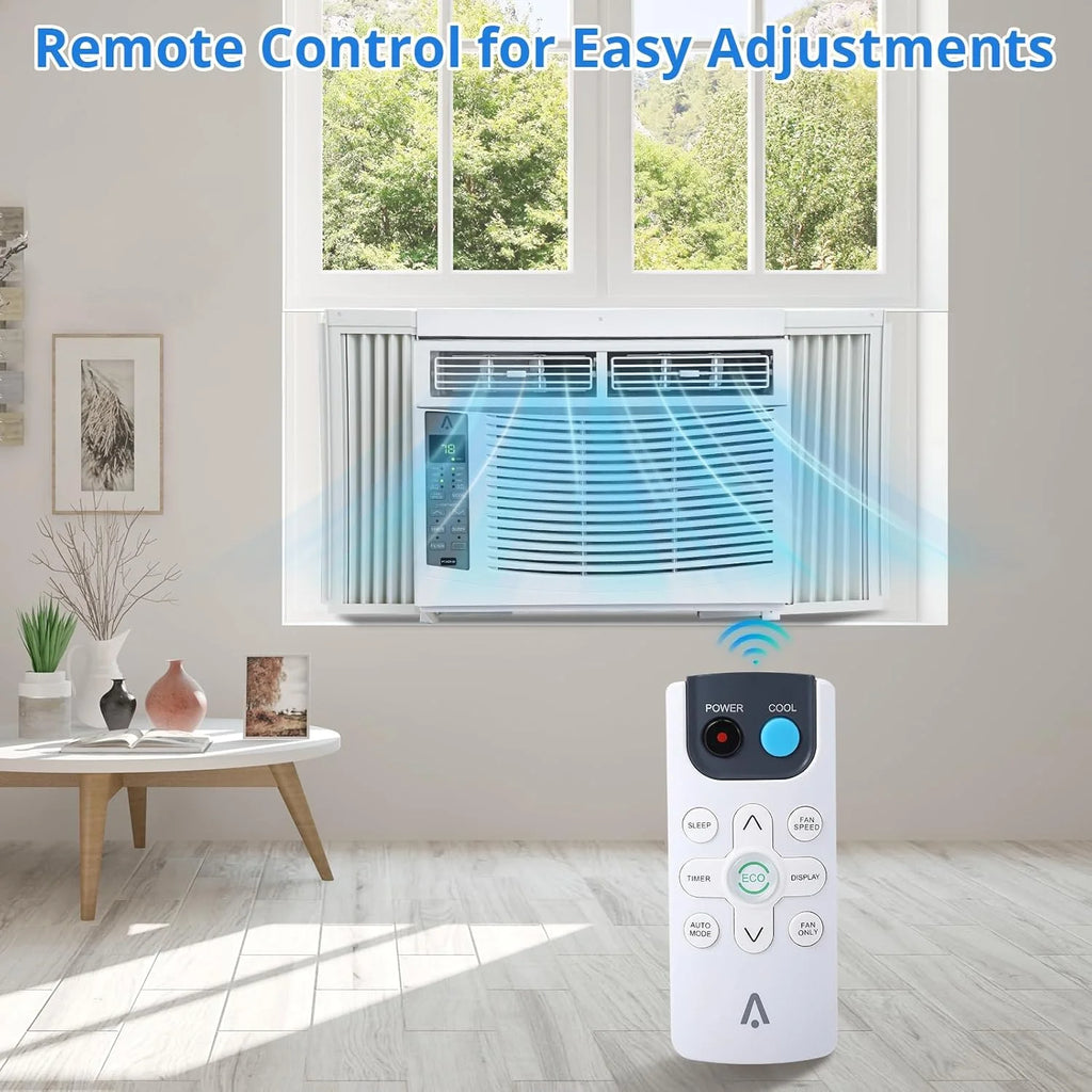 GAOMON 6000 BTU Window Air Conditioner, Cools Up to 350 Sq. Ft, Window AC Unit with Remote, 3 fan speeds, Sleep mode, Auto Restart, 24H Timer Window Air Conditioner, 115V/60Hz, White