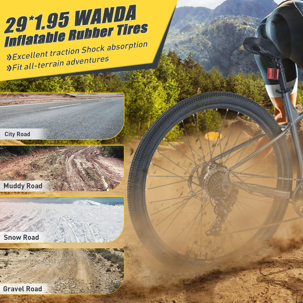 29" Mountain Bike 8 Speed Steel Frame City Bicycle with Front Suspension for Men Women, Gray