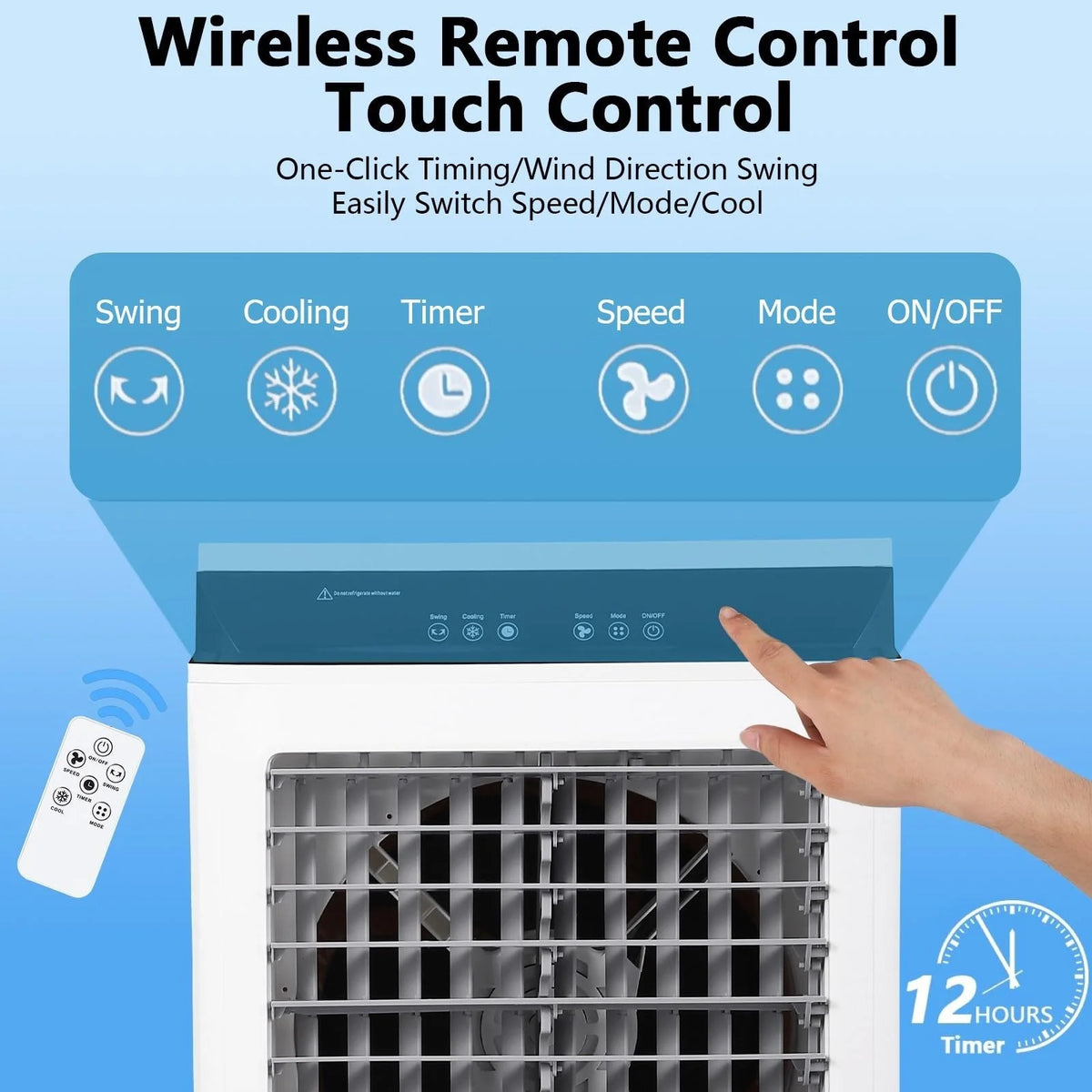 Garvee Air Coolers For Home Quiet,Evaporative Air Cooler 4100 CFM Swamp Cooler Air Conditioner with Remote Control and 4 Ice Packs, 3 Modes & Wind Speeds for Outdoor, Indoor, Garage, 15.8 Gallons