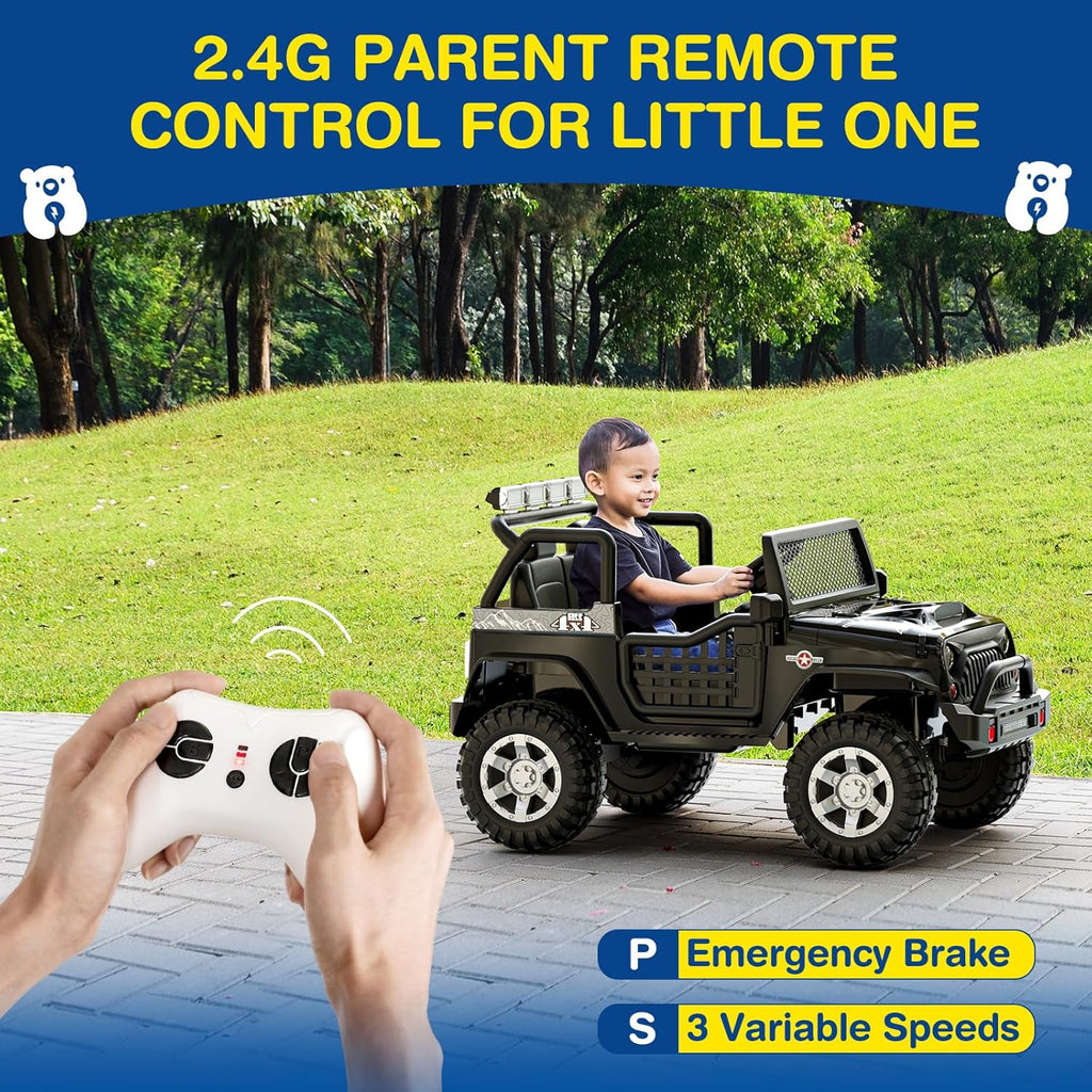 L8 Ride On Car, 2 Seater, 12V Kids Electric Car w/Remote Control, 4-Wheel Suspension, Bluetooth Speaker, Multi Music Modes, 3 Speeds, LED Lights, Xmas & Birthday Gift Ideas for Kids Ages 3+