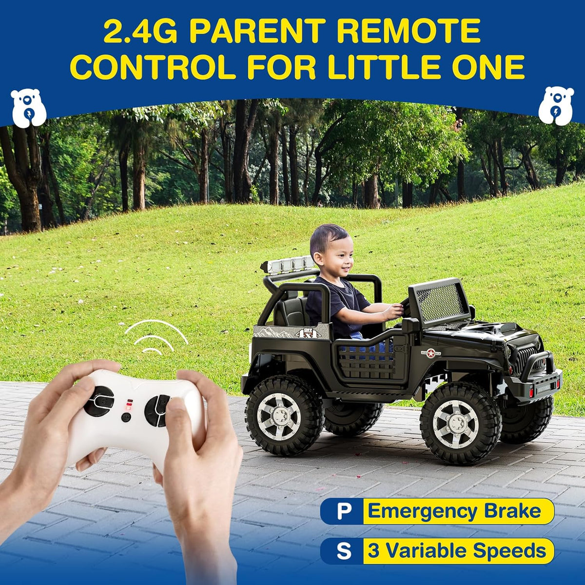L8 Ride On Car, 2 Seater, 12V Kids Electric Car w/Remote Control, 4-Wheel Suspension, Bluetooth Speaker, Multi Music Modes, 3 Speeds, LED Lights, Xmas & Birthday Gift Ideas for Kids Ages 3+