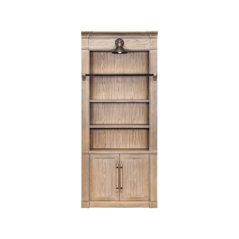 Martin Furniture Two 8' Tall Bookcase Wall With Ladder, Storage Organizer, Display Shelf, Brown