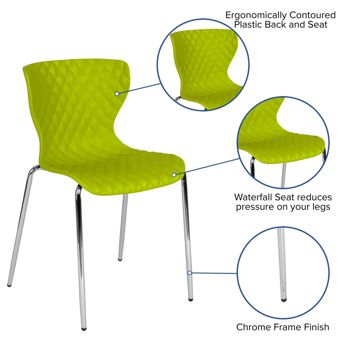 Flash Furniture 4 Pack Lowell Contemporary Design Orange Plastic Stack Chair