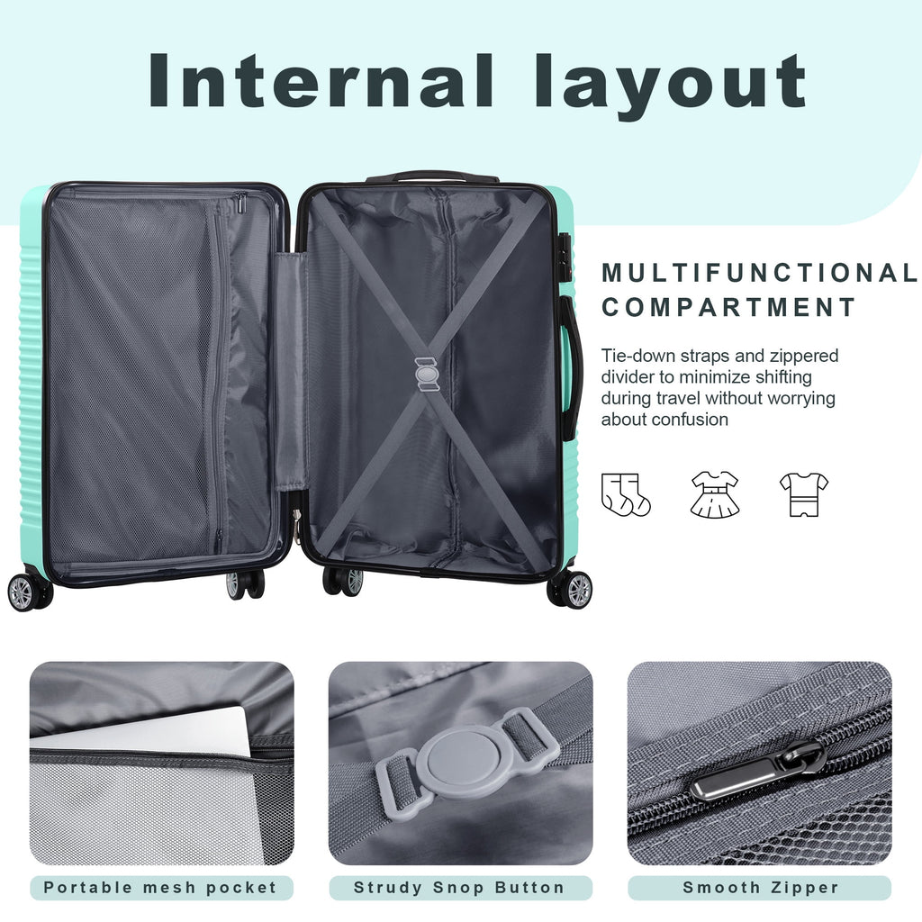 Sunbee Luggage Sets 3 Piece Hardshell Luggage Hardside Luggage Set Lightweight Suitcases with Spinner Wheels, TSA Lock