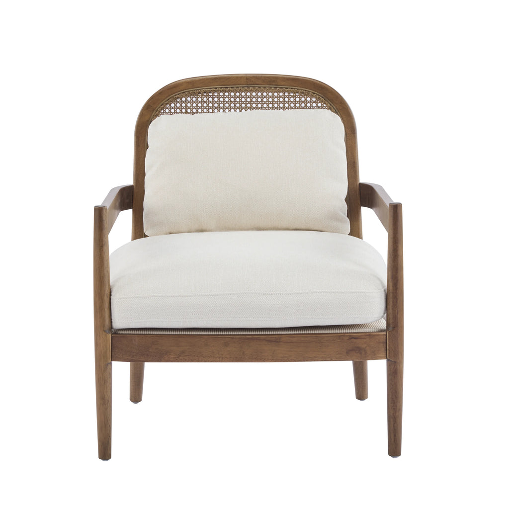 Christopher Knight Home [Set of 2] Mid-Century Modern Accent Chairs with Light Brown Solid Wood Frame, Rattan Backrest with Cushion �C Comfortable Armchairs Light Brown