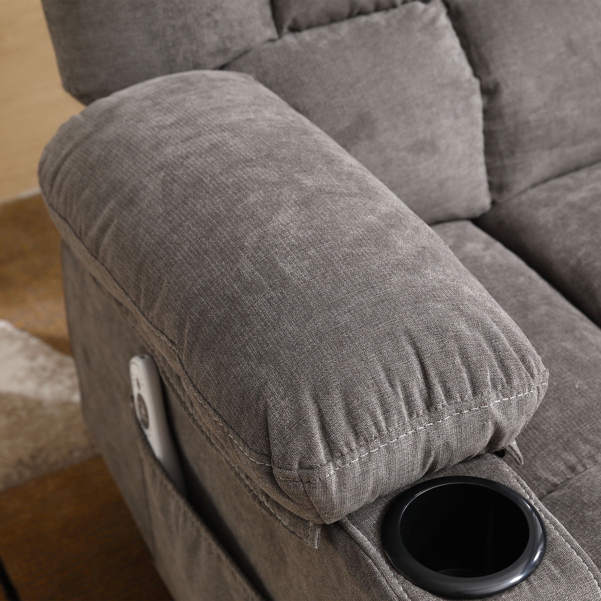 JONPONY Massage Swivel Rocker Recliner Chair with Vibration Massage and Heat Ergonomic Lounge Chair for Living Room with Rocking Function and Side Pocket, 2 Cup Holders, USB Charge Port,Grey