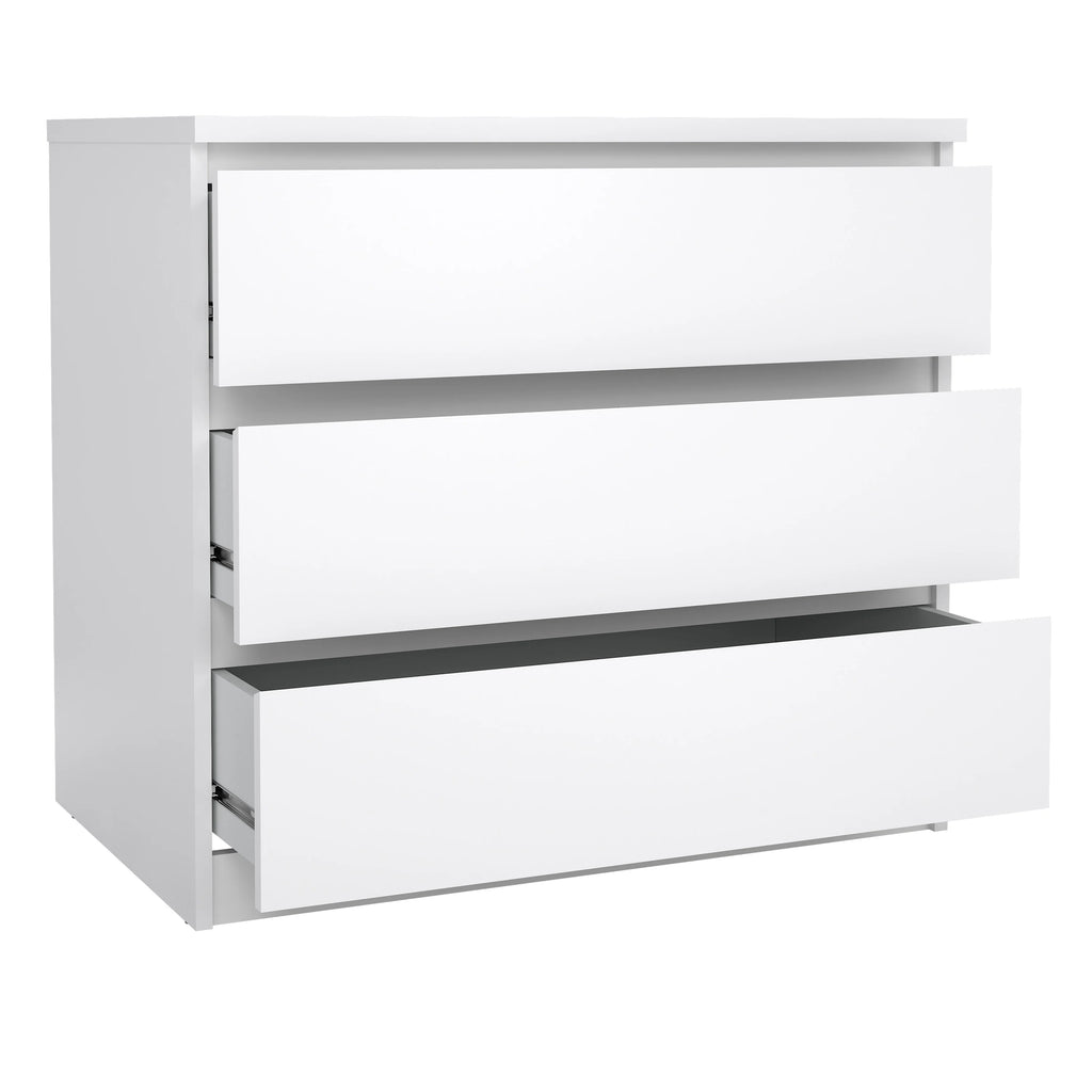 Tvilum Scottsdale 3 Drawer Chest Dresser for Adults, White High Gloss