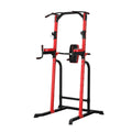 Wesfital Power Tower Dip Stands Multi-Function Pull-Up Bars & Squat Bar Strength Training Fitness Equipment for Home Gym, Red