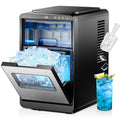 Simzlife Crescent Ice Makers Countertop, 35.9Lbs/24H, 16Pcs in 12Mins, Auto Deep Cleaning, Timer, Portable Crescent Ice Maker Countertop with Crystal-Clear Ice Cubes for Home/Office/Party