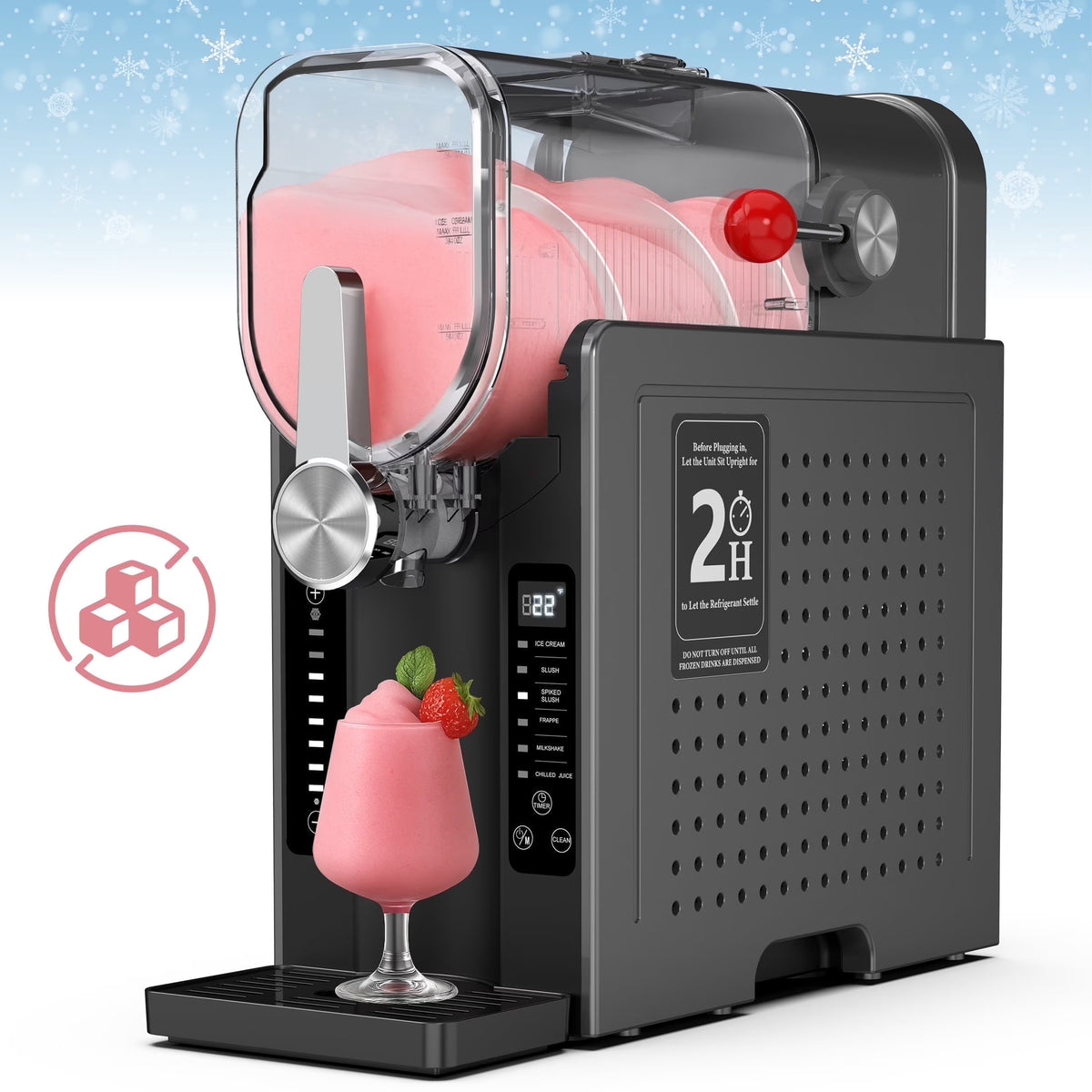Flamemore Slushie Machine for Home with Self-Cleaning, No Ice Needed, 6 Preset Settings Frozen Drink Maker, 12h Delay Start, 200w