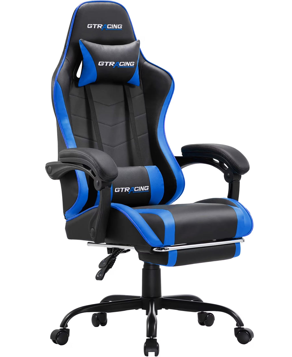 GTRACING GTWD-200 Ergonomic Gaming Chair with Adjustable Pillows and Footrest , White